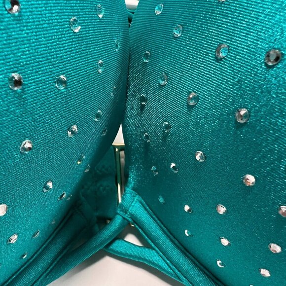 Victoria Secret 34B Bombshell Push Up Bikini Top Shine Strap Capri Sea Blue - Picture 4 of 6
